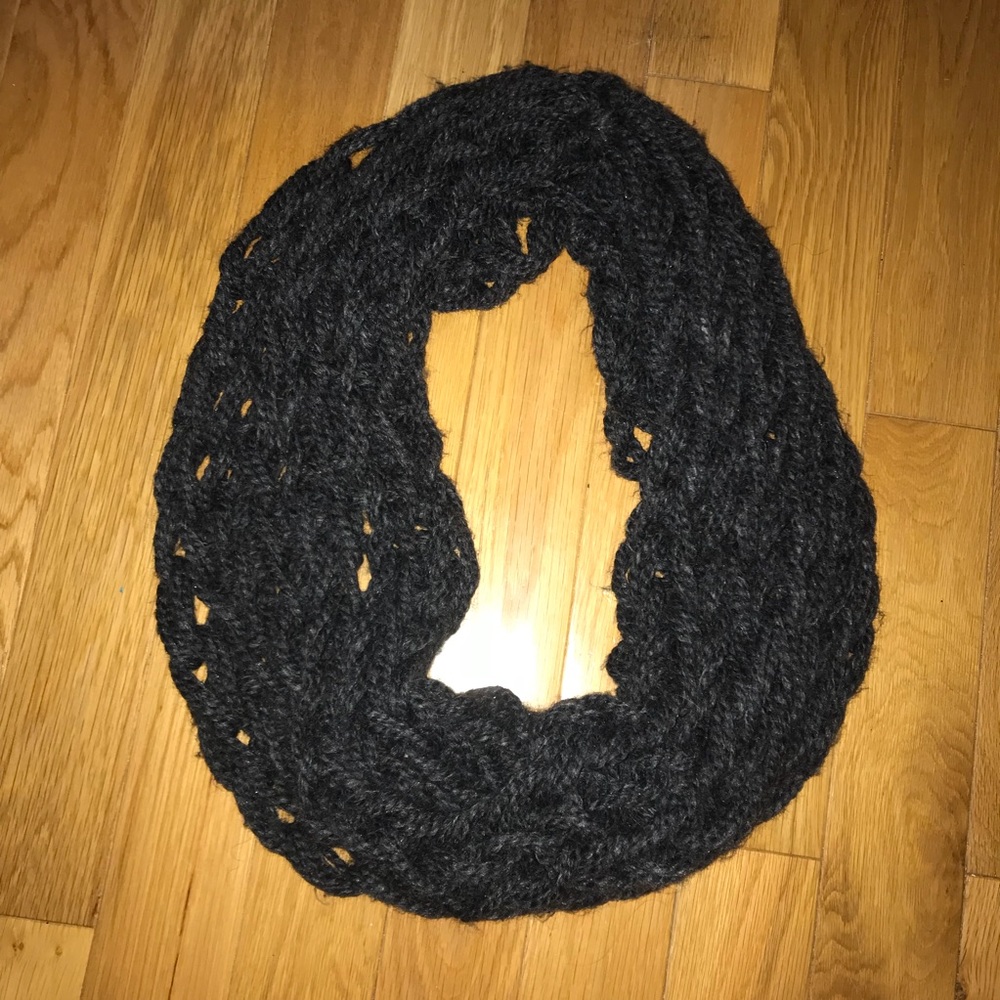 Dark Gray Arm Knit Infinity Scarf